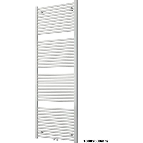 Termosifone a muro R18W - bianco - dimensioni selezionabili	1800x600mm, Mit Handtuchhalter gerade (de), Senza set di connessione