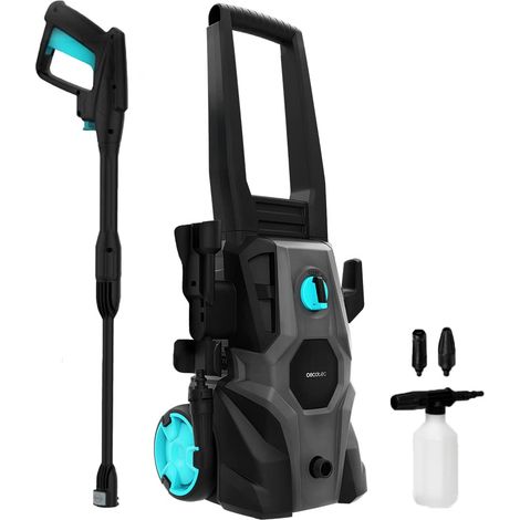 Cecotec Idropulitrice ad alta pressione HydroBoost 1400 EasyGo. 1400 W, casa, giardino o auto, portata max 426 l/h, 105 bar di pressione max, pompa in alluminio, ruote, raggio d'azione 11m (1/5)