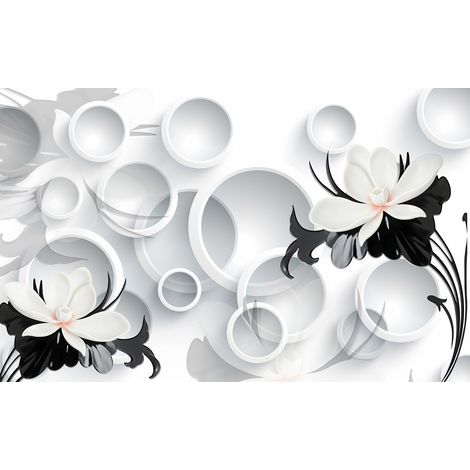 Papier peint panoramique - Fleurs Effet 3D - 130 cm x 81 cm (1/2)