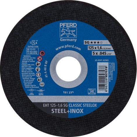 PFERD TOOLS Trennscheibe EHT 125x1,6x22,23 mm gerade Leistungslinie SG CLASSIC STEELOX für Stahl/VA 25 Stk (1/5)