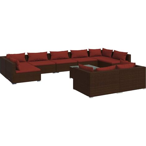 Maison Exclusive - 10-tlg. Garten-Lounge-Set mit Kissen Braun Pol (1/5)
