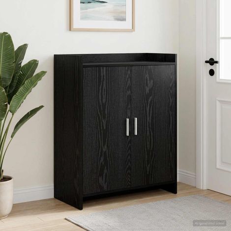 Meuble à chaussures avec rangement en bois d’ingénierie, chêne noir, 73,5 x 36 x 92 cm - PANGIVO (1/5)