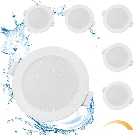 LED Einbaustrahler 230V Dimmbar, 6 x 6W LED Spots IP65 Warmweiß 2700K 400LM, Spots Deckenleuchte Weiß, Deckenspots 68mm-80mm Lochmaß, Einbauleuchten Flach für Badezimmer Wohnzimmer Küche