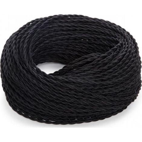Cable Eléctrico Textil Trenzado Seda 2x 0,75 mm Negro venta por metros