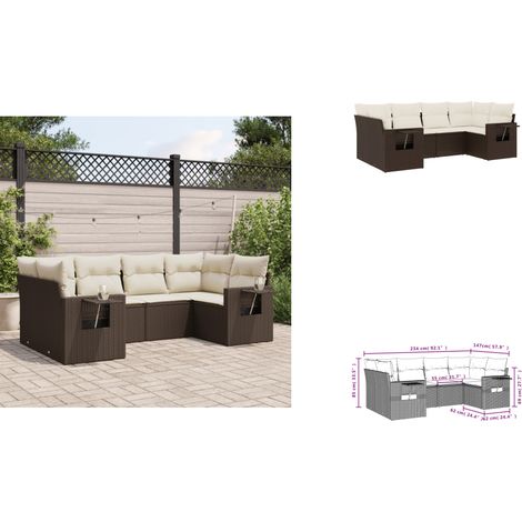 6-tlg. Garten-Sofagarnitur mit Kissen Braun Poly Rattan - Gartenmöbel - Sofasatz - PE-Rattan - Outdoor Möbel - Lounge Set (1/3)