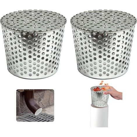 Filtres De Gouttière en Acier Inoxydable, Lot de 2 Crapaudine de Gouttière 90-110mm, Filtre Gouttière À Mailles, Grille Protection Gouttiere Anti Feuille, Filtre de Gouttière pour Éviter les Blocages (1/5)