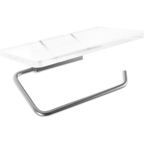 Support rouleau WC, aluminium/acrylique/sans perçage/avec étagère (1/5)