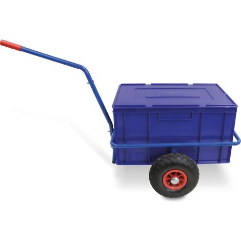 BRB Handwagen mit herausnehmbarer Kunststoffkiste 600x400x320 mm, mit pannensicheren Reifen, Tragkraft 200 kg (blau)