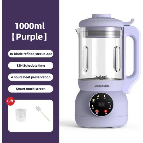 (Violet 220 V) Machine à lait de soja entièrement automatique 1000 ml, mixeur intelligent, extracteur de jus électrique (1/5)