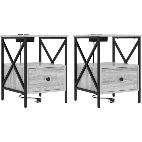 Maison Exclusive - Armadio da Notte 2 pcs Grigio Sonoma 41,5 x 40,5 x 55 cm
