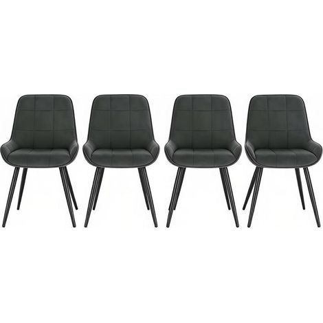 Juego de 4 sillas de comedor tapizadas en terciopelo gris oscuro con patas metálicas negras MODENUIT (1/5)