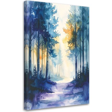 Leinwandbild Nebelwald Aquarell Naturlandschaft 20x30 (1/5)