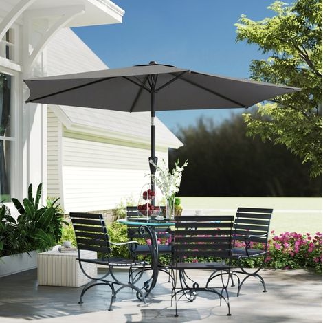 Ombrellone da balcone inclinabile Ø270 cm con manovella, protezione UV50+, struttura in metallo, grigio scuro (1/5)