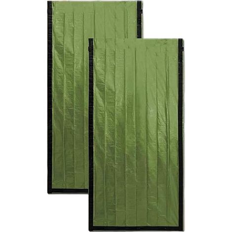 Emergency sleeping bag, emergency shelter survival kit, suitable for outdoor camping, military green, 2 sets