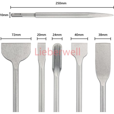Jeu de ciseaux de 250mm, tige SDS Plus, marteau électrique, foret, rainure plate, outils de maçonnerie pour mur de briques en béton, roche (1/3)