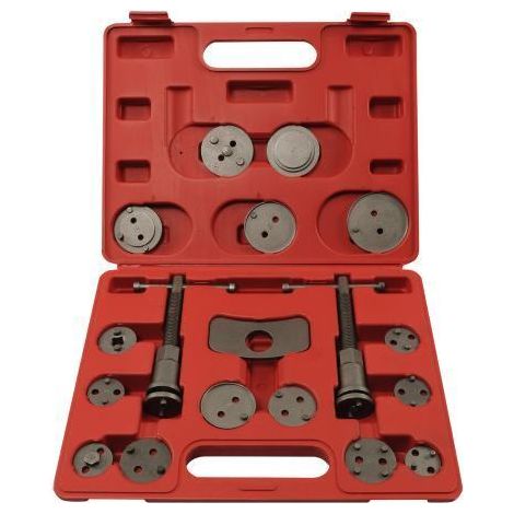 Kit 2 Arretratori/Arretratore manuali con flange/adattatori/placche intercambiabili per manutenzione pistoni freni/freno a disco set 18 pezzi