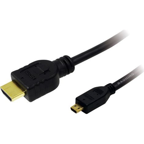 Câble de raccordement LogiLink HDMI Fiche mâle HDMI-A, Fiche mâle HDMI-Micro-D 1.50 m noir CH0031 4K (1/2)