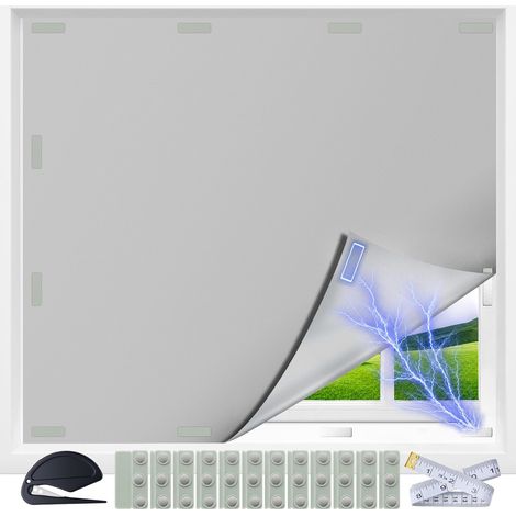Store Occultant sans Percage, Rideau Occultant Thermique Anti Chaleur, Tissu Opaque Découpable pour Fenêtre de Toit, Fenêtre de Toit Inclinée, Chambre et Caravane, 100% Blackout, 100×145CM, Gris (1/5)