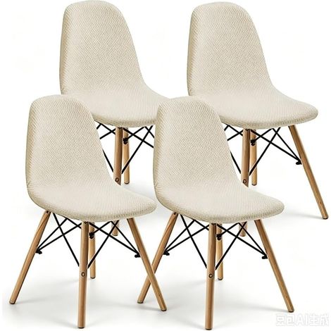 Housses de chaises de salle à manger modernes en paille tressée de style médiéval, ensemble de 4 pièces (beige, ensemble de 4 pièces)