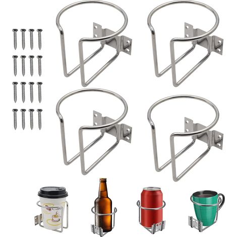 4er Pack Edelstahl Getränkehalter Boot Marine Yacht Wandmontage (1/5)