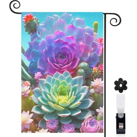 Drapeau de jardin décoration extérieure toile lavable double face 30 x 45 cm pour porche et cour (1/5)
