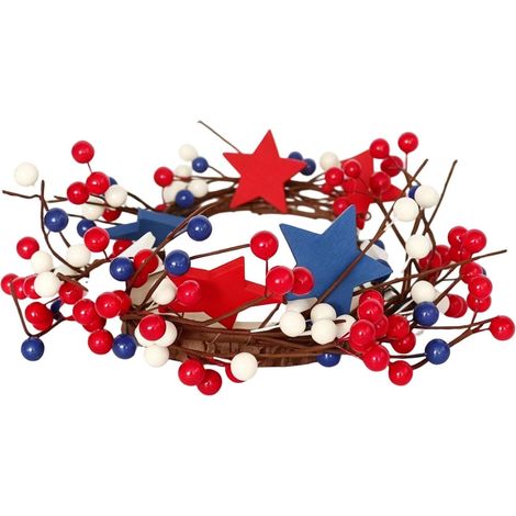 Couronne Anneau pour Bougie Pièce Maîtresse De Table Traditionnelle Festive  Couronne D'Anneau Pour Bougie Pilier Patriotique Pour Cheminée Chambre Table À Manger Bureau Chevet Fête E (1/5)