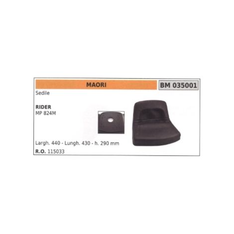 Sedile MAORI trattorino RIDER MP 824M larghezza 440 mm lunghezza 430 mm h. 290mm