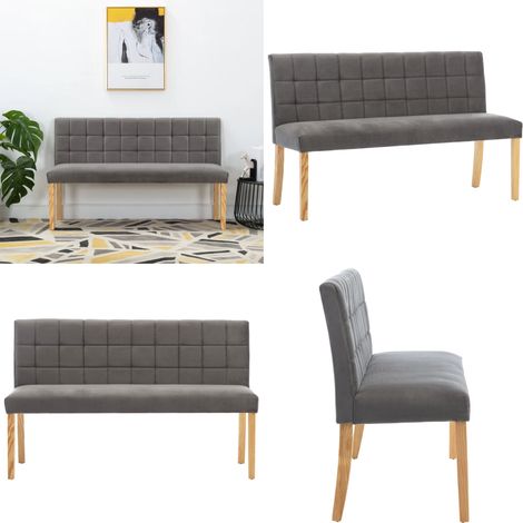 Banc 140 cm Gris Velours - Banc Coffre - Banc Tissu - Banc Velours - Meuble Salle À Manger - Mobilier Intérieur - Home & Living (1/5)