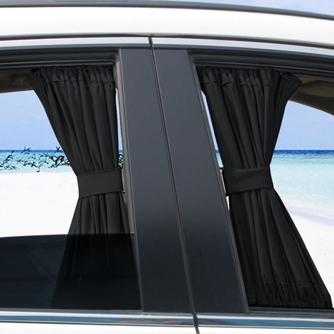 Juego de 2 cortinas para ventanillas de coche, lona, color negro (1/3)