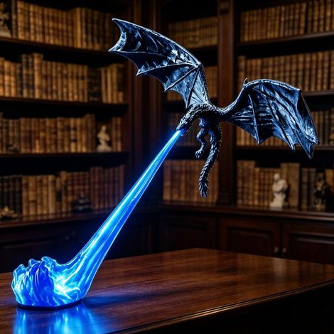 Dragon Bookshelf Corner Lamp, 3D-Printed Fantasy Sculpture (1/5)