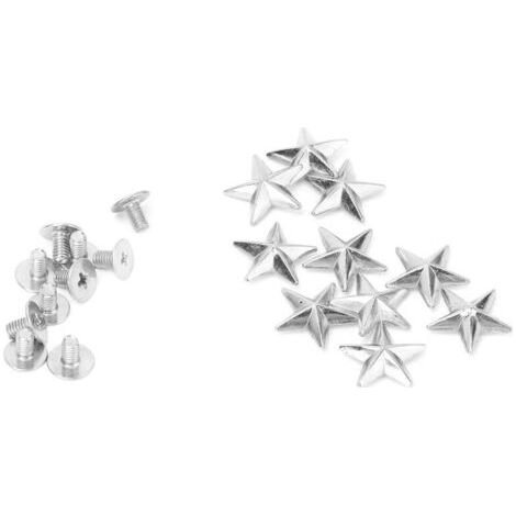 Pair 10 pièces de rivets pointus étoile métal pour décoration DIY cuir, sacs et chaussures (14mm argenté) (1/5)