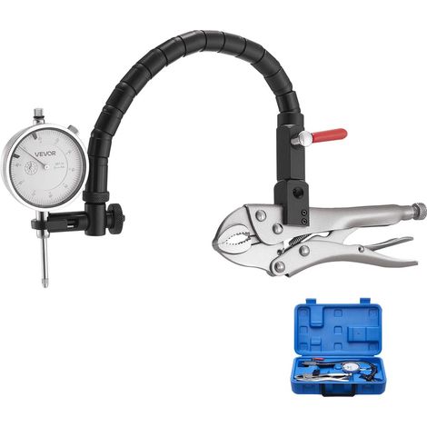 Indicateur de test à cadran avec bras flexible 360° et pince de verrouillage 360°, comparateur à cadran, précision 0,03 mm, plage de mesure de 0 à 25,4 mm, avec étui de rangement, pour usinage (1/5)