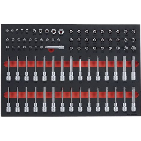 Set de douilles et d'embouts Foam4x4 tray 1/2- 1/4- 3/8 PLAT- PH- PZ- TX- TPX- TXE- HEX- SPL- RIB 85 pièces Teng Tools TTESK85 (1/5)