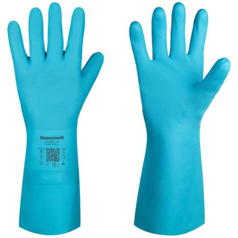 Guante de nitrilo azul para industria química y alimentaria FLEXITRIL FLOCKED SAFETOP 7 (1/4)