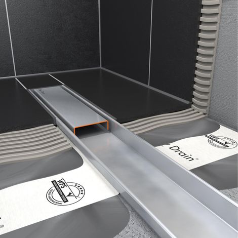 Easy Drain Compact 30 FF zero caniveau de douche plaque simple avec évacuation latérale 6x70cm inox (1/5)