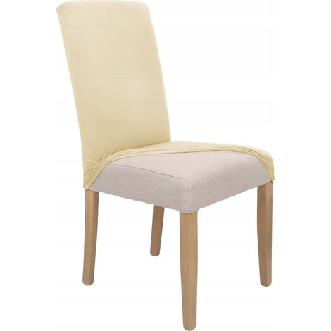 Housse de chaise beige clair élastique [21M] (1/5)