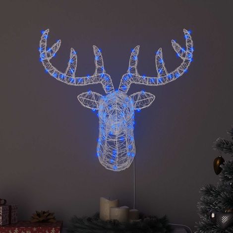 Rentierkopf mit 140 LEDs Blau 68 x 36,5 x 62,5 cm Acryl