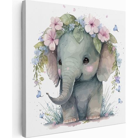 Tableau toile Enfants Carré - Éléphant - 20x20 cm (1/2)