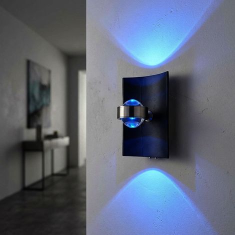 Applique murale changeant de couleur Lumière du jour Applique murale Touchdimmer Luminaire pour cage d'escalier noir, RGB 2W LED 9W 900Lm blanc chaud neutre, LxLxH 16,5x16x21 cm (1/5)