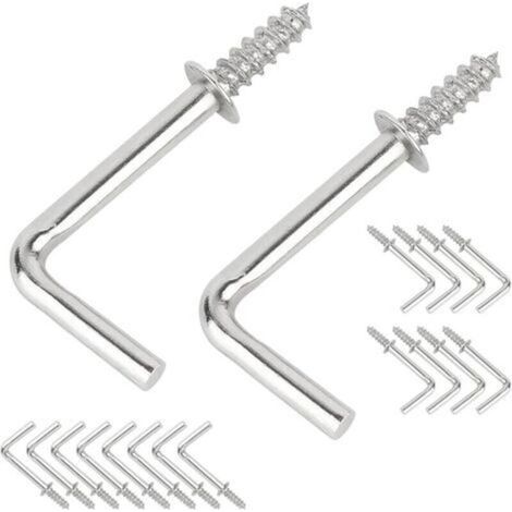 Pack of 20 Screw Hooks, 29mm Small Right Angle Screw Hooks, L-Shaped Carbon Steel, Metal Self-Tapping Screw Hooks for Hanging (1/5)