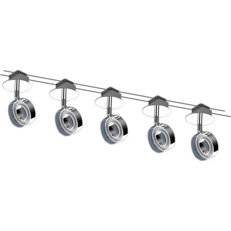 Système de câbles LED pour plafonnier en métal et plastique coloris acier brut 5 m - PANGIVO (1/3)
