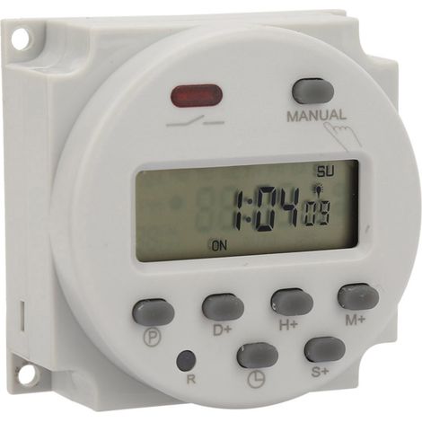 Programmierbarer 7-Tage-Digitaltimer, kleine Größe, mit Display, 1 s bis 168 h, 5 VA (110 V AC) (1/5)