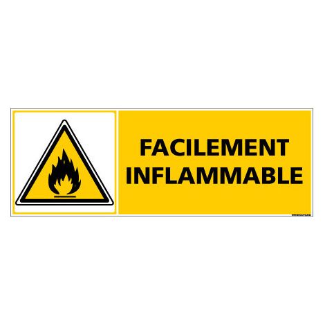 Panneau de Signalisation FACILEMENT INFLAMMABLE (C0958) - Adhésif - 210 x 75 mm