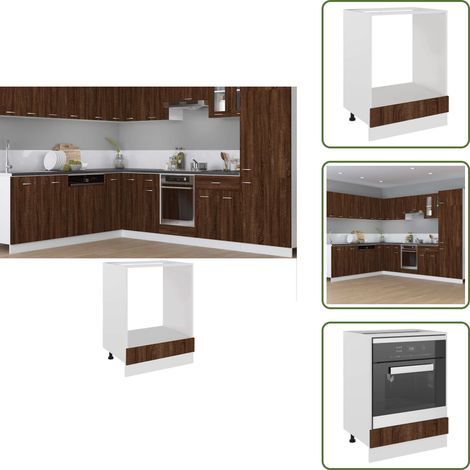 The Living Store Meuble de four "Riga" Chêne brun 60 x 46 x 81,5 cm Bois d'ingénierie - Four cuisine (1/5)
