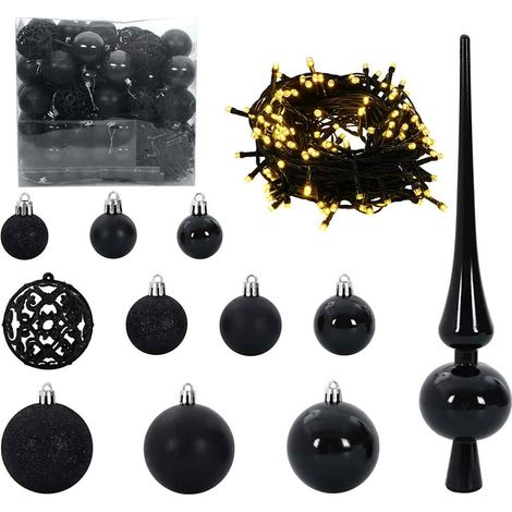 Ensemble de Boules de Noël avec 300 LED 120 pcs Noir Plastique (1/5)