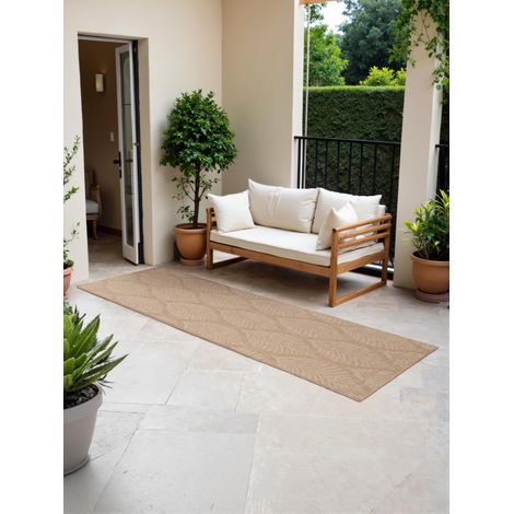 Tapis d'intérieur et d'extérieur Moderne tissé à Plat, réversible, avec Design Floral, Résistant aux intempéries et aux UV, pour Balcon, terrasse, Jardin, Jute Blanc (1/5)