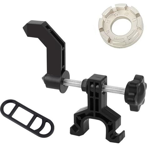 Tragbare Fahrradnabenhalterung, Mini-Fahrradnaben-Reparaturwerkzeug, Speichenschlüssel (schwarz) (1/2)