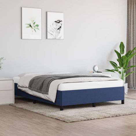 Lit double-140 x 190 cm, Cadre de lit, Lit adulte, Structure de lit Bleu 140x190 cm Tissu PDKEI26876 (1/5)