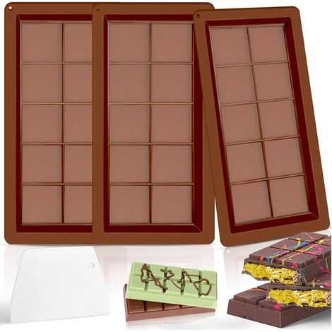Set mit 3 tiefen Silikon-Schokoladenformen inklusive Spatel extra tiefe Schokoladenformen für Schokolade Pralinen Bonbons Schokoladenformen (1/4)