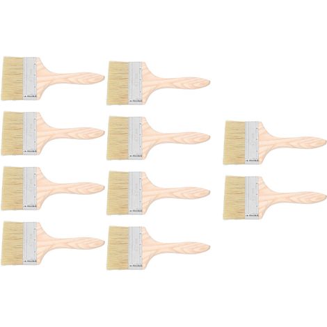 Lot de 10 brosses en laine artificielle, manche ergonomique en bois, multifonctionnelles pour le nettoyage des taches de peinture (1/5)